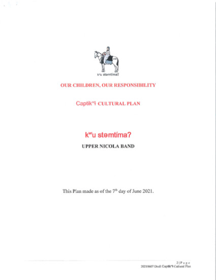 Kwustemtima Cultural Plan